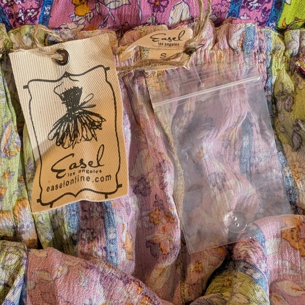 Easel Los Angeles Boho Floral Stripe Jumpsuit, Removable Straps, Festival Small - Picture 2 of 11